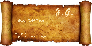 Huba Géza névjegykártya