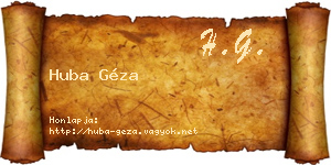Huba Géza névjegykártya